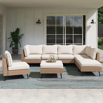 6-8Pc Rattan Wicker Patio Conversation Sets