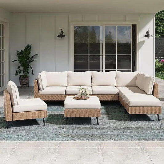 6-8Pc Rattan Wicker Patio Conversation Sets