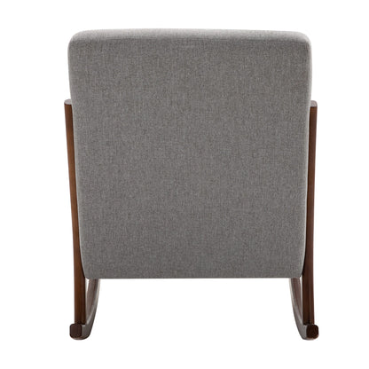 Wooden Framed Light Grey Linen Rocking Chair