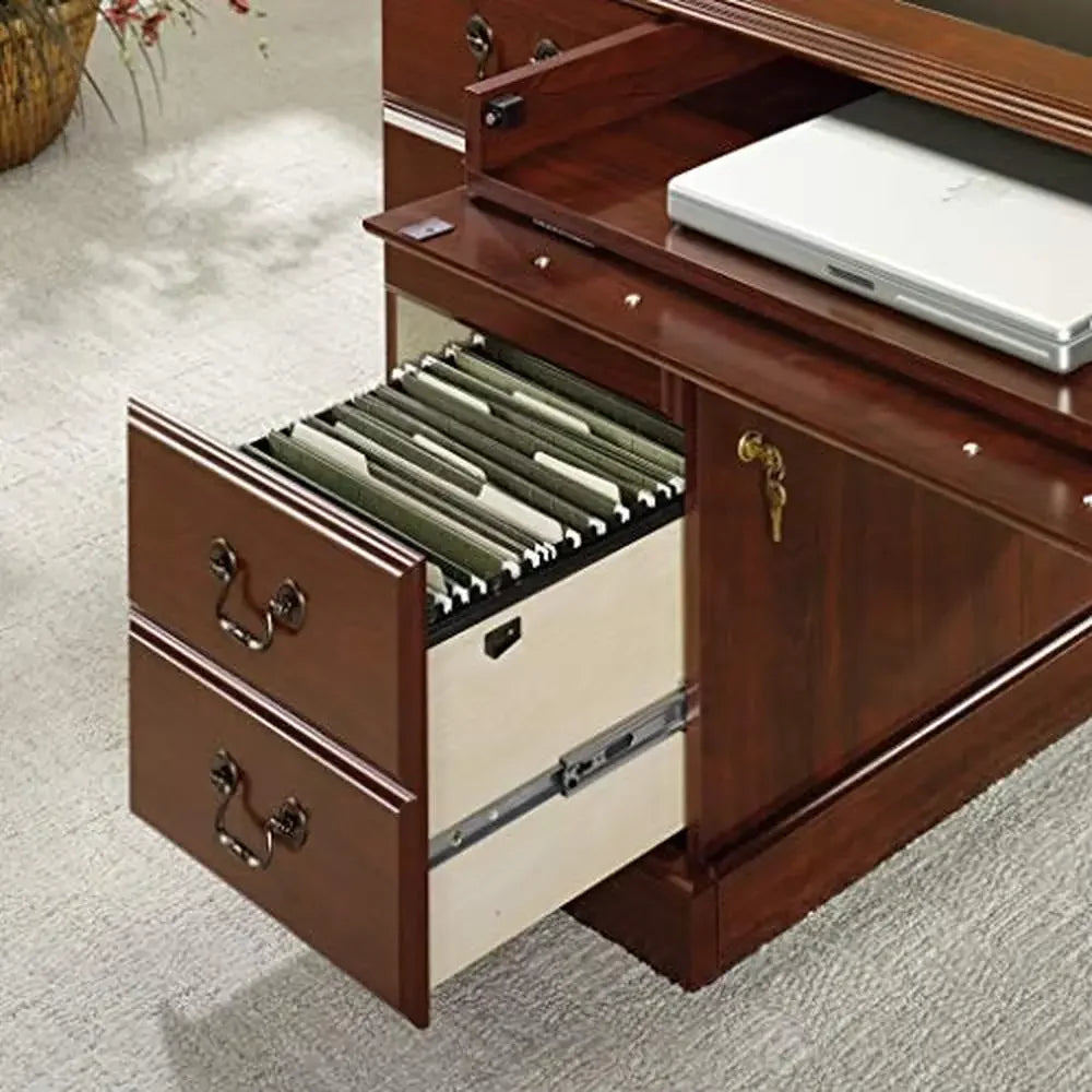 75"-W Cherry Finish Executive Desk