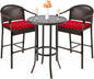 3-Piece Outdoor Wicker Bar Height Bistro Furniture