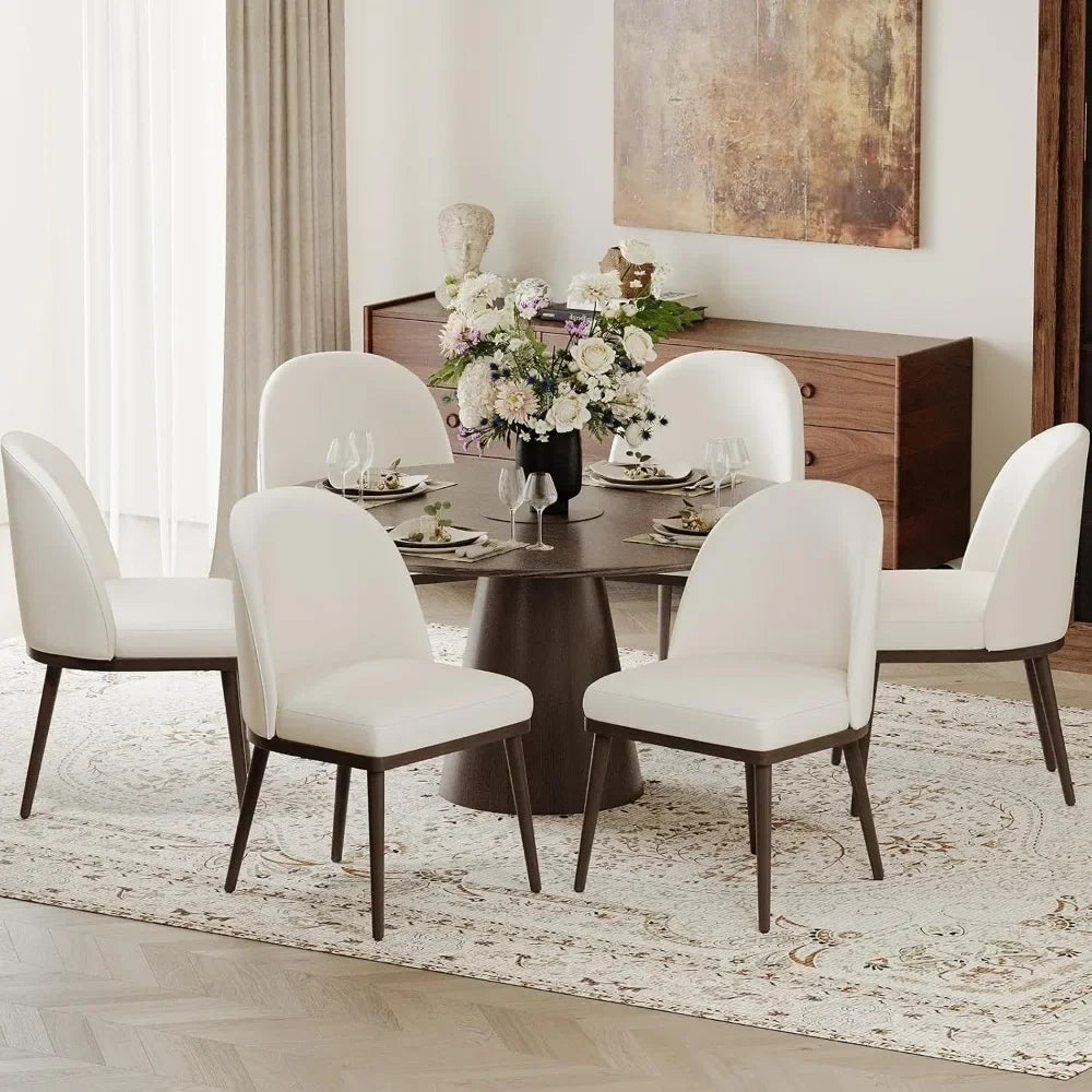 Set of 6, Upholstered Wood Dining Chairs