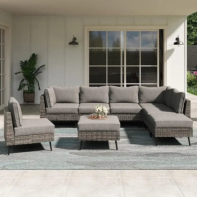 6-8Pc Rattan Wicker Patio Conversation Sets