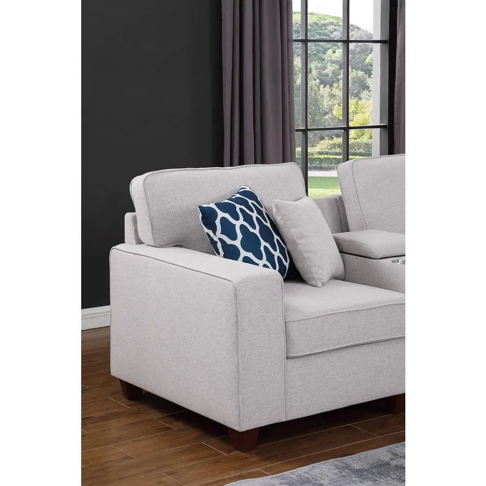 8-pc Soft Linen Sectional Sofa