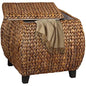 Solid Wood Rattan Woven Pouf w/Storage