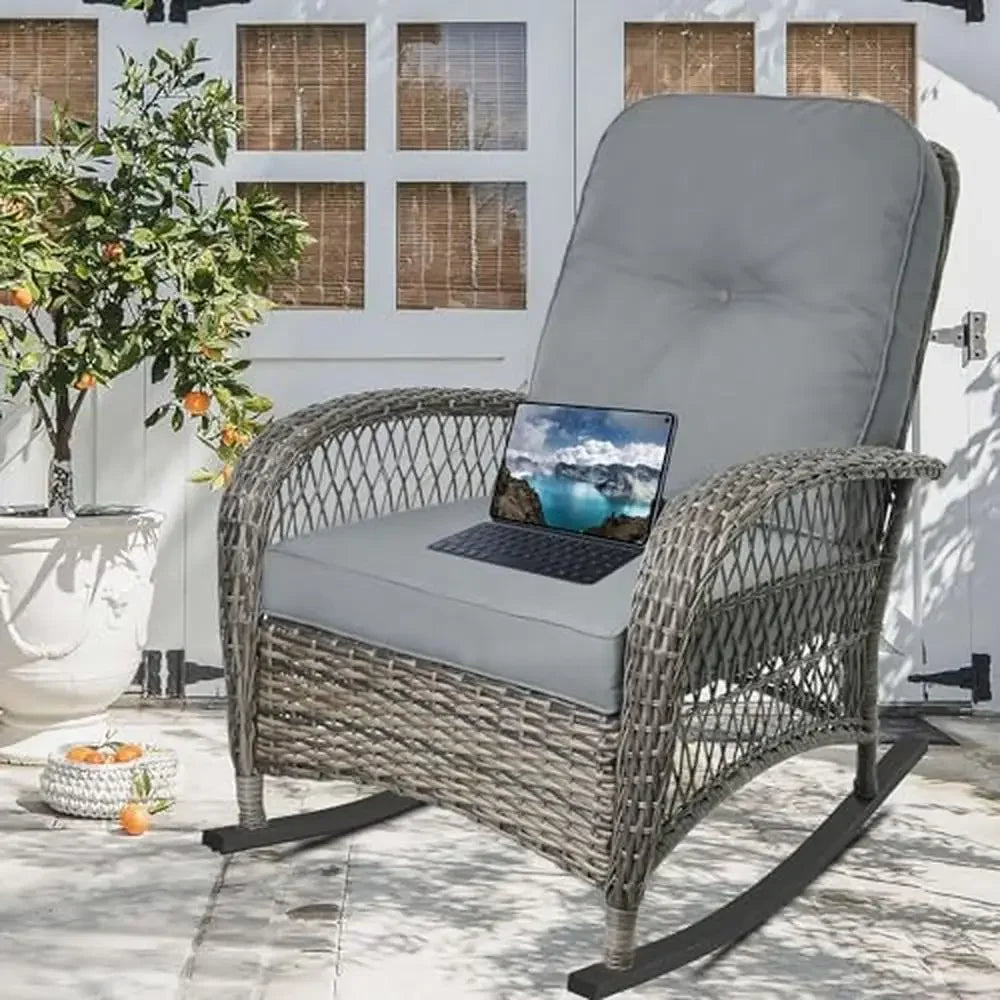 Set of 2-Outdoor Wicker Rocking Chairs