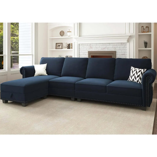 L-Shaped Sectional Sofa-Washable Covers