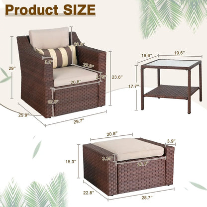 5-Piece Brown Wicker Patio Set