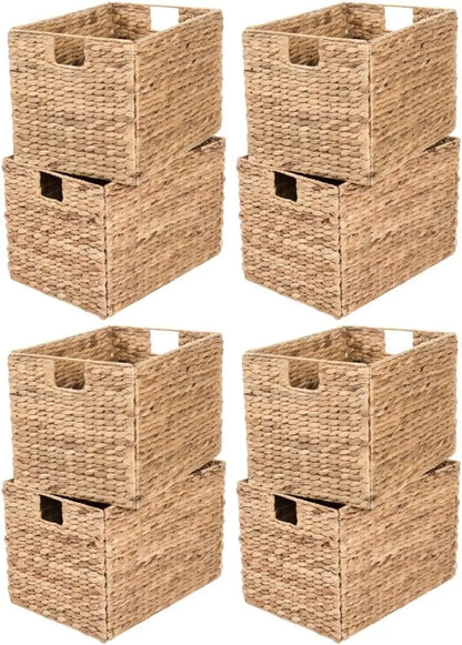 8 Pack Hyacinth Wicker Baskets