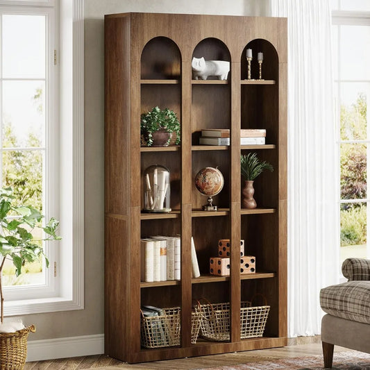 5-Tier Farmhouse Tall Bookshelf